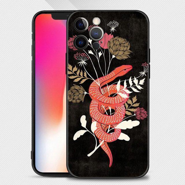 

Чехол для телефона для Iphone 14 13 12 11 Pro Max Mini Xs Max Xr X 7 8 Plus 6s, мягкий силиконовый чехол Funda Hand Snake Flower Snake For iPhone 13Pro Max