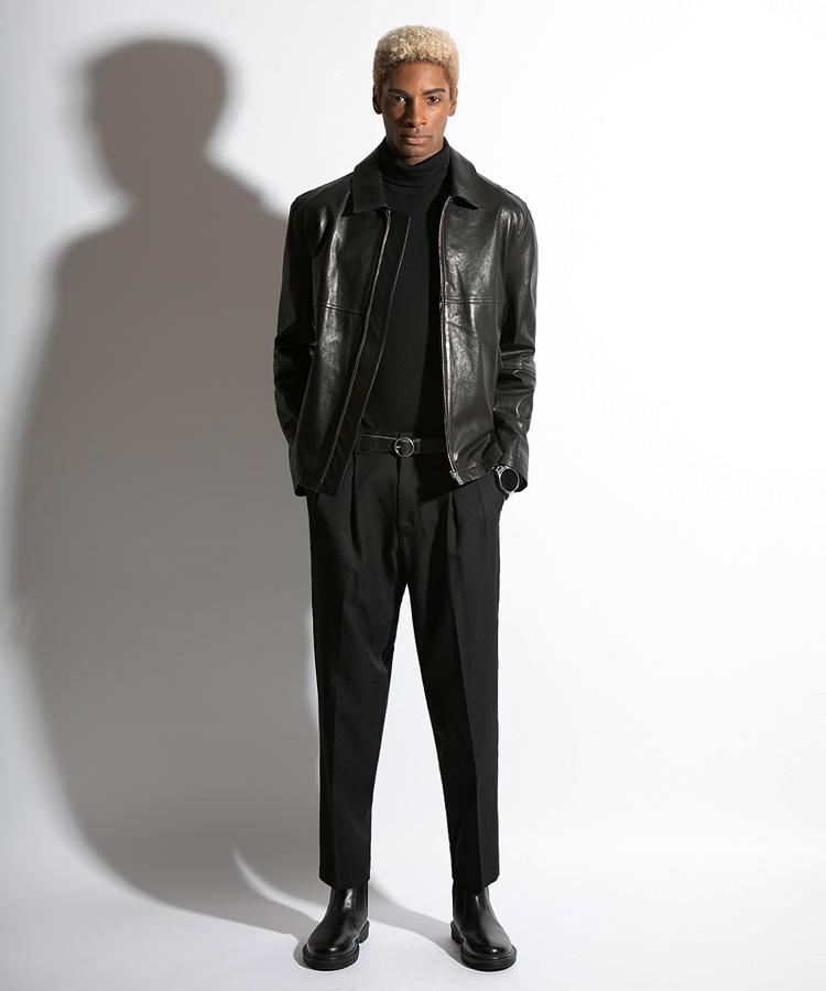 Seuteulaikeu Elegant Two-Pleated Trousers (Black)