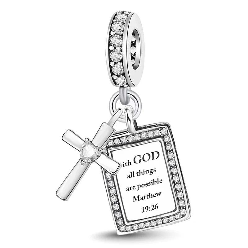 Silve Cross Travel Bible Cat Dog Chameleon Pet Charms Bead Diy Bracelet Bangle Of High Quality Fine Jewelry