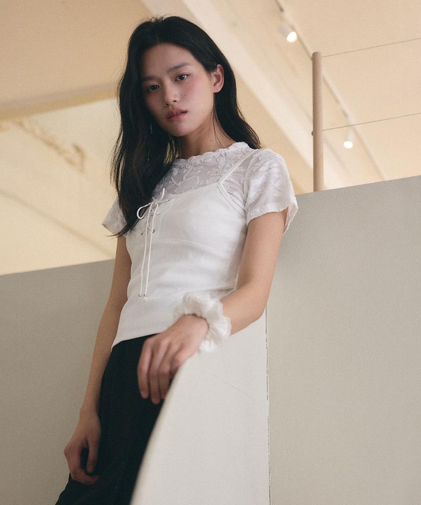 GENERALIDEA Floral Sheer Short Sleeve T-Shirt [White] / Gf2Lts508