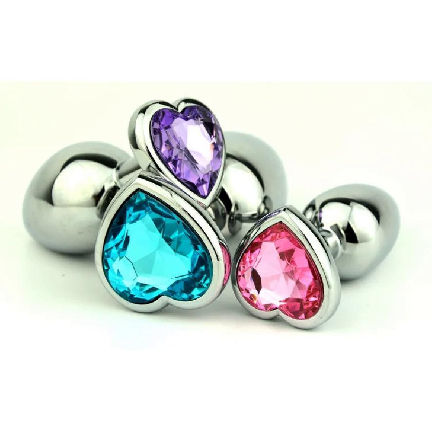 3 Size Anal Plug Heart Stainless Steel Crystal Anal Plug Removable Butt Plug Stimulator Anal Sex Toys Prostate Massager Dildo