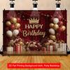 2D Planar Fabric 2D Planar Banner Fabric 1 Piece of Red Background Fabric with "Happy Birthday" Balloon Theme