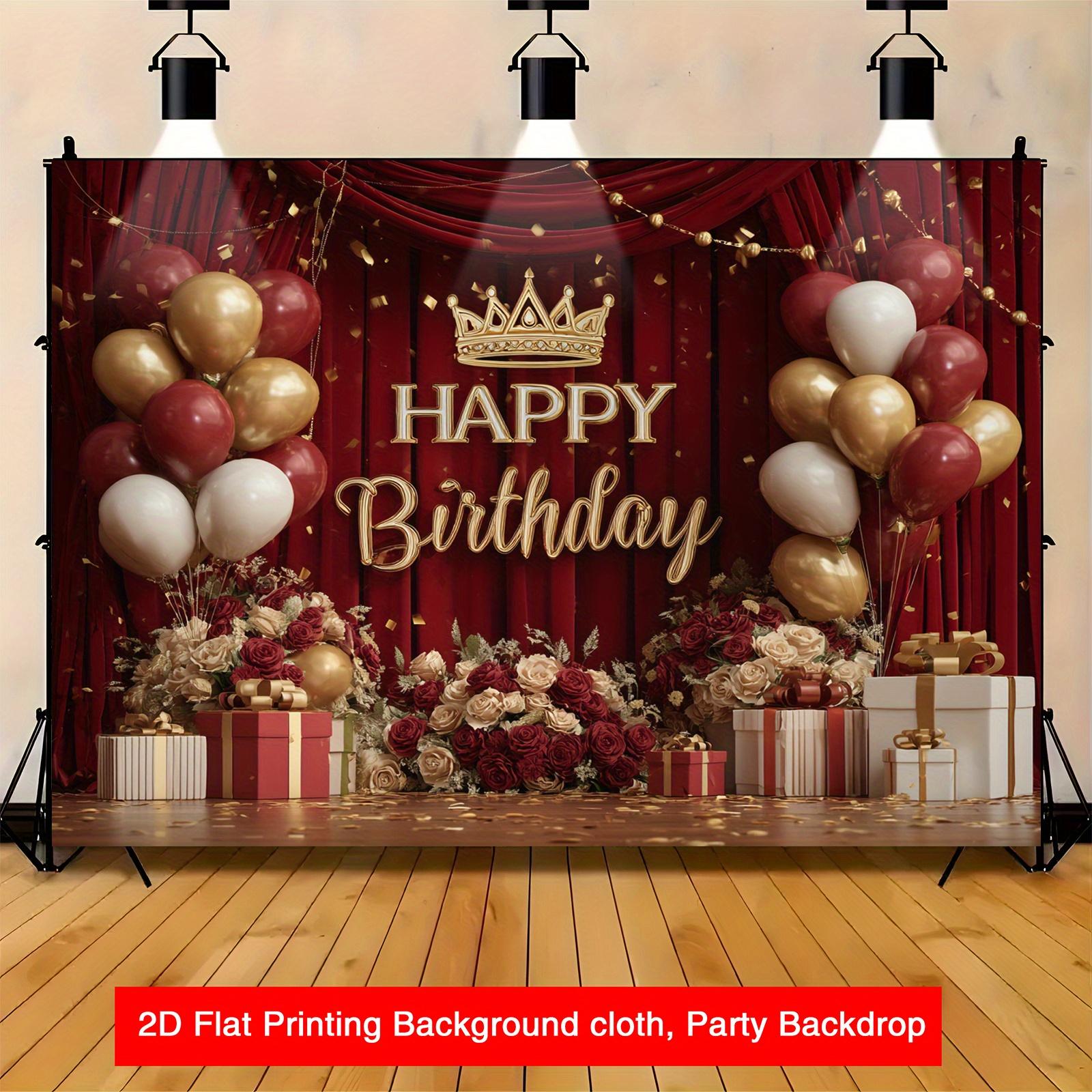 2D planar fabric 2D planar banner fabric 1 piece of red background fabric with Happy Birthday balloon theme 100x150cm