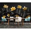 Golden Tropical Plant Leaf Wallpaper Geometric Mural Living Room Bedroom Wallpaper Home Decoration