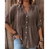 Plus Size Women S Lace Splice V Neck Long Sleeve Shirt
