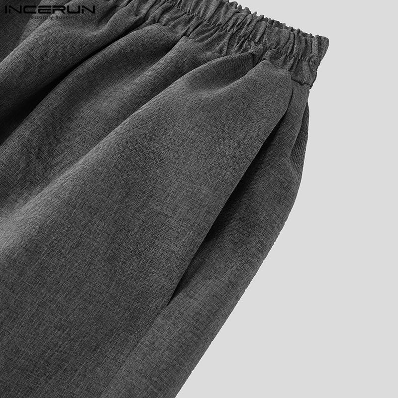 INCERUN Męskie Elastyczne w Pasie Casualowe Luźne Długie Workowate Spodnie