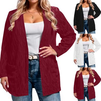 Women's Fashion Casual Plus Size Color Long Sleeve Jacket
