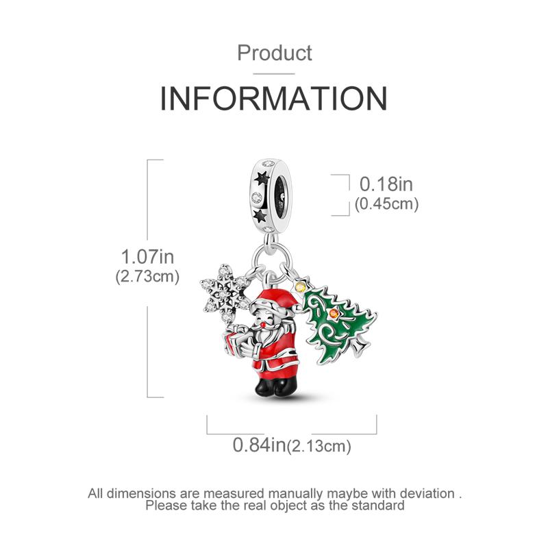 Copper Metal Christmas Charm Bead Components Bead Components Santa Claus Pendant Bead Components Compatible With Authentic Original Bangle Bracelet