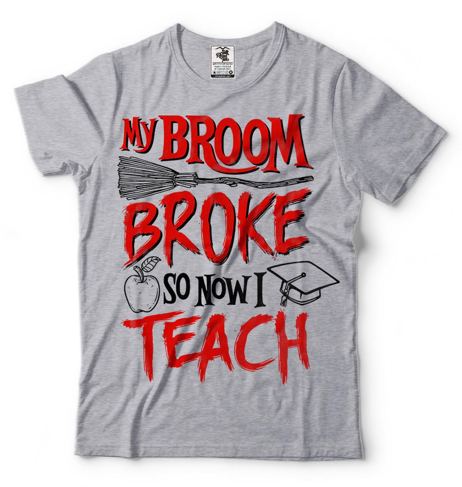 Funny Halloween Teacher T-Shirt: Witch Broom Graphic Tee 3XL