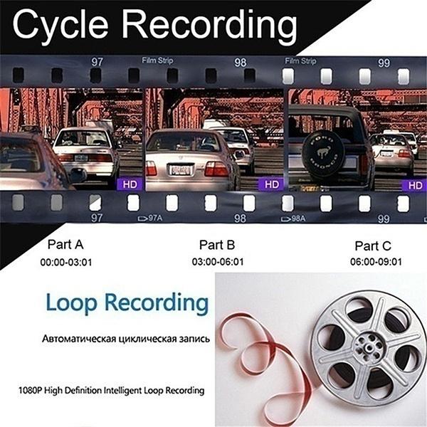 1080P Full HD Car Camera Rearview Mirror Dash DVR Cam Backup Camera Night Vision Front and Rear Dual Lens Video Recorder Reversing Car  Video Recorder