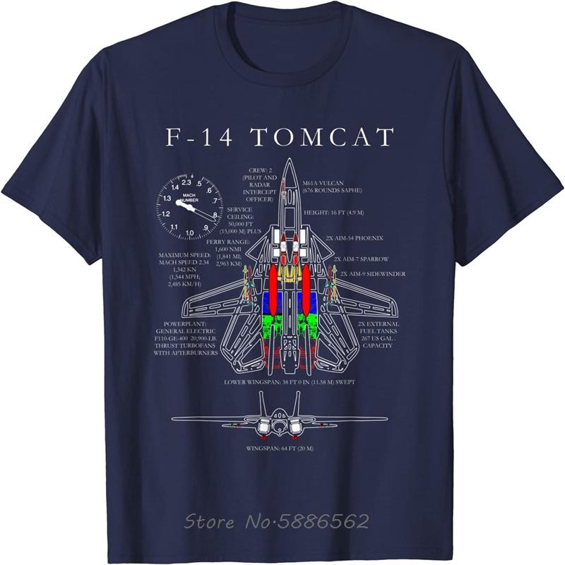 F-14 Fighter Tomcat Specs Men T-Shirt Short Sleeve Casual Unisex Cotton T Shirt Summer TShirt Oversized Tees Clothing Streetwear