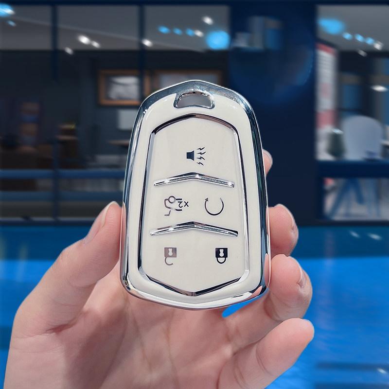 Auto Shell For Cadillac Xt5 Escalade Esv Srx Sts Xts Elr Ats Ct6 Cts Dts Tpu Car Key Case Cover Remote Keyless Holder Keychain