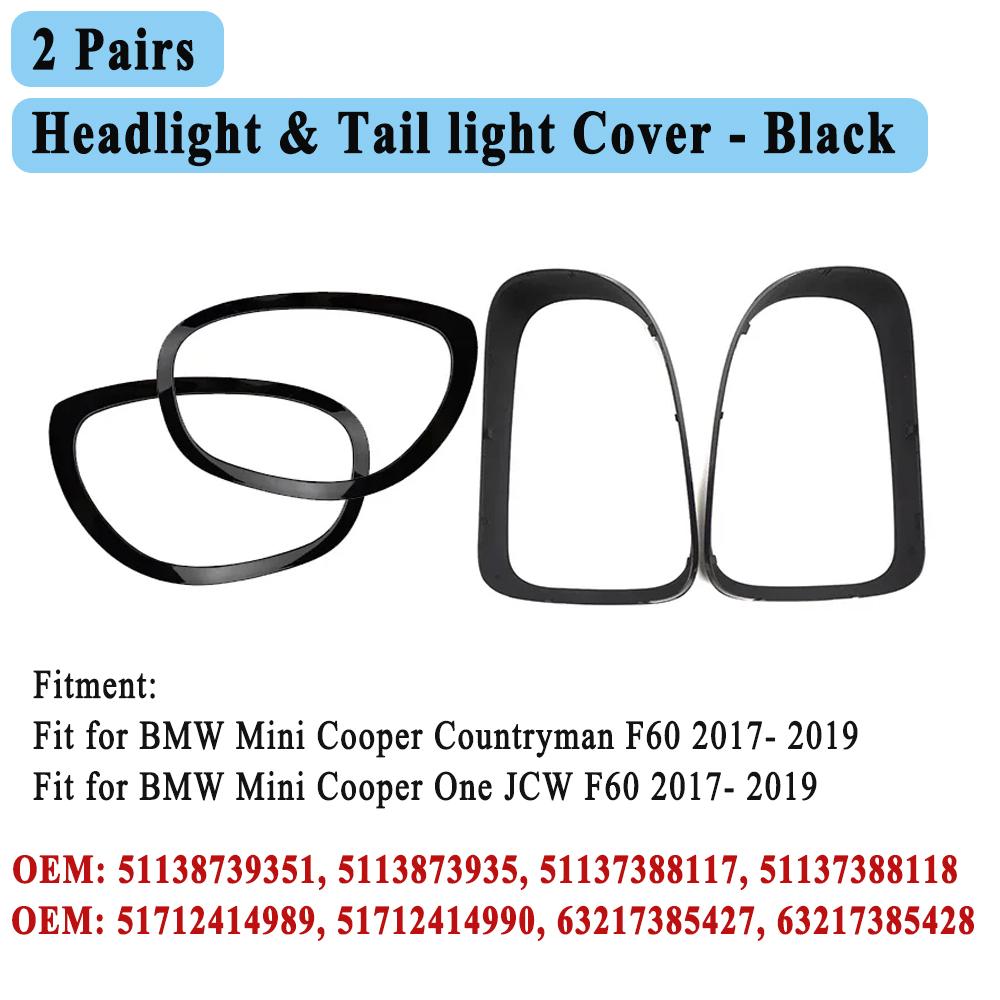Headlight / Tail Lights Shell Cover Ring Decoration Trim Sticker for MINI Countryman Cooper F60 One JCW 2017-2023 / 2017-2019