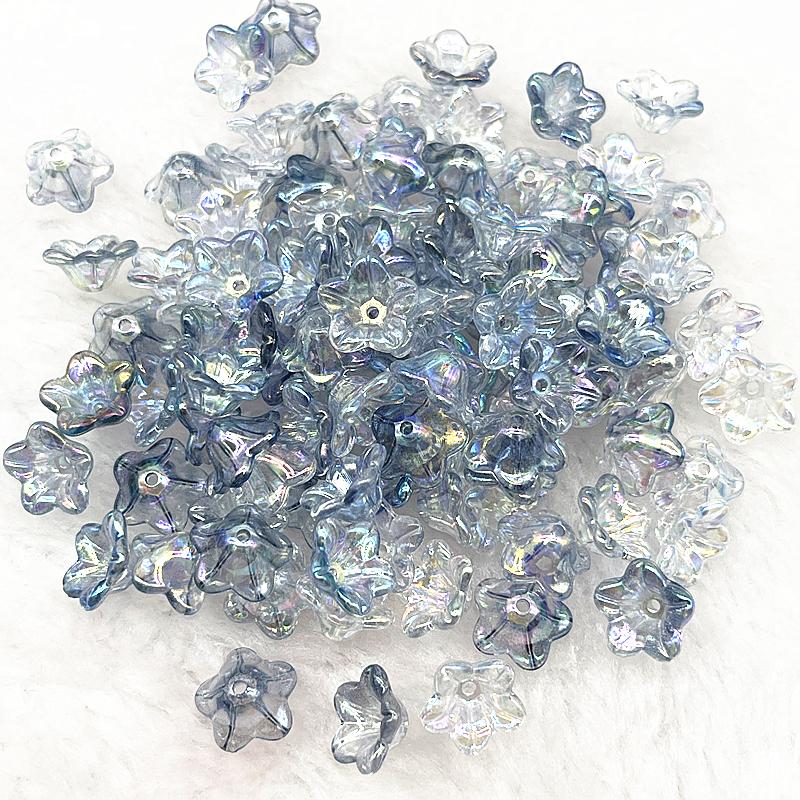 50pcs 7x13mm Gradual Change Acrylic Bellflower Beads Caps Jewelry Findings Charms Bracelets Spacer Beads for Jewelry Making