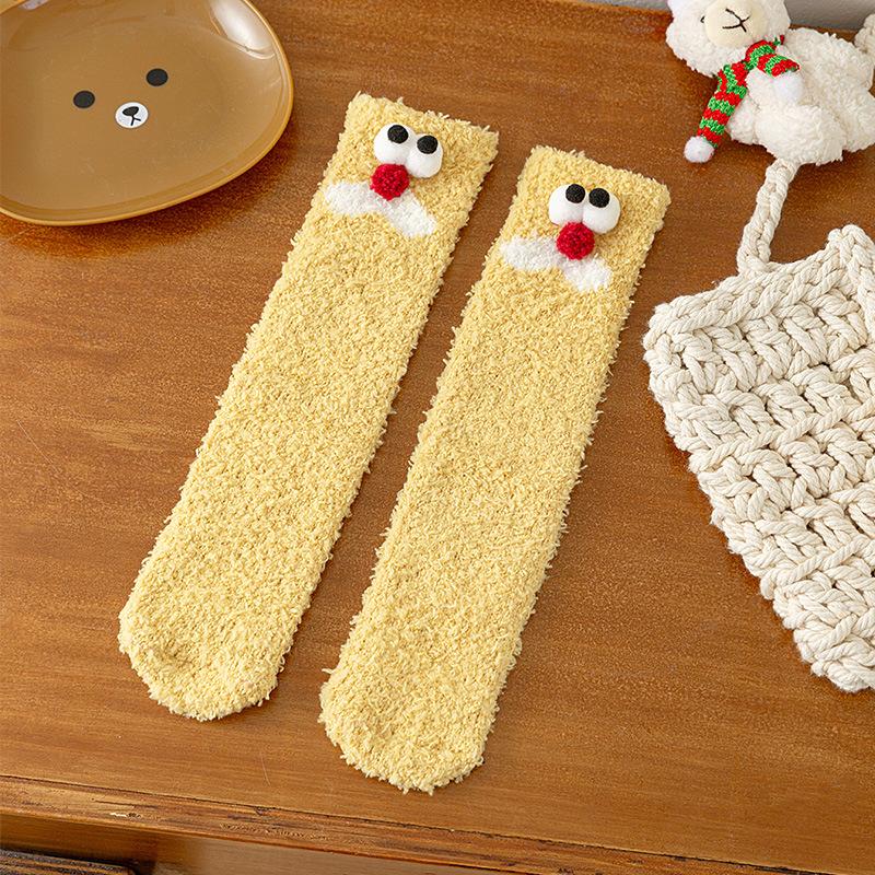Winter Fleece Lined Thick Kids Socks Mid-Calf  A-Class Warm Sleep Home Baby Socks