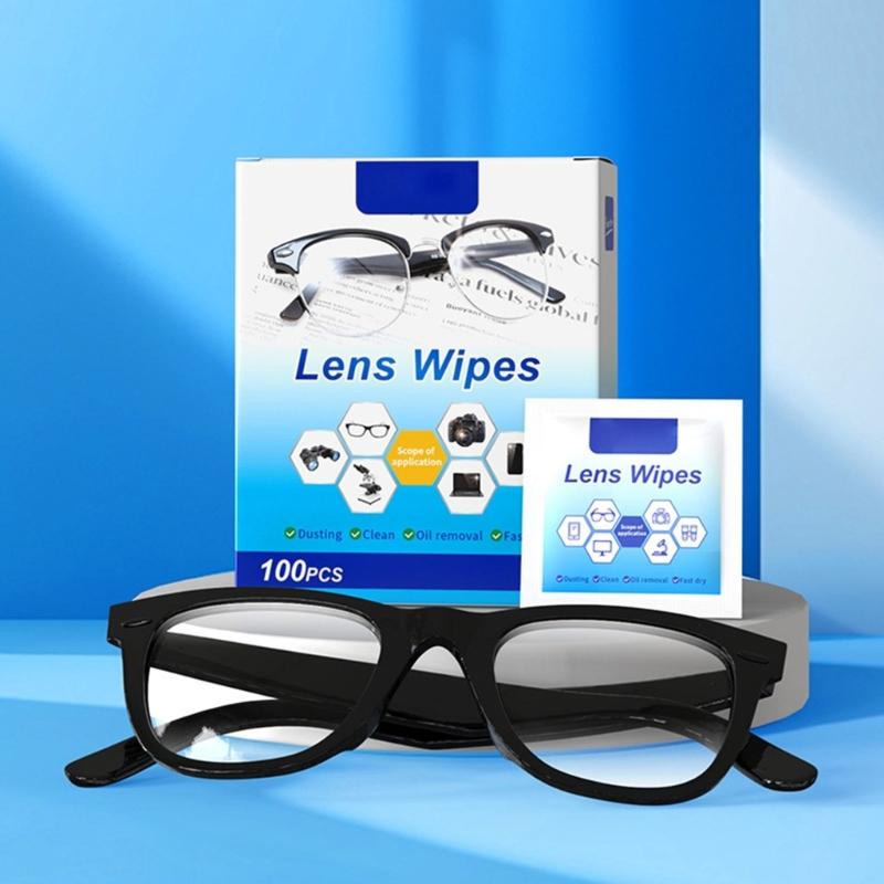 100pcs Moistened Optical Wipes Safe For Anti Reflective Coating Glasses Travel Friendly Individually Wrapped