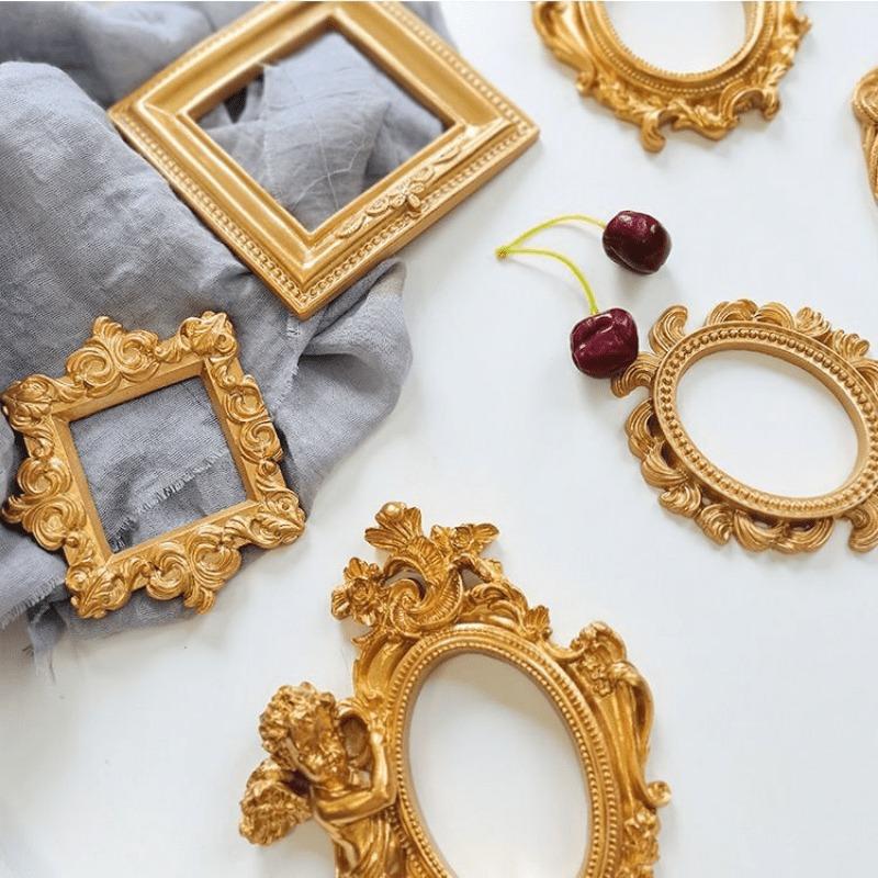 European Victorian Style Retro Resin Mini Angel Oval Small Photo Frame Accessory Positioning Frame Earring Necklace