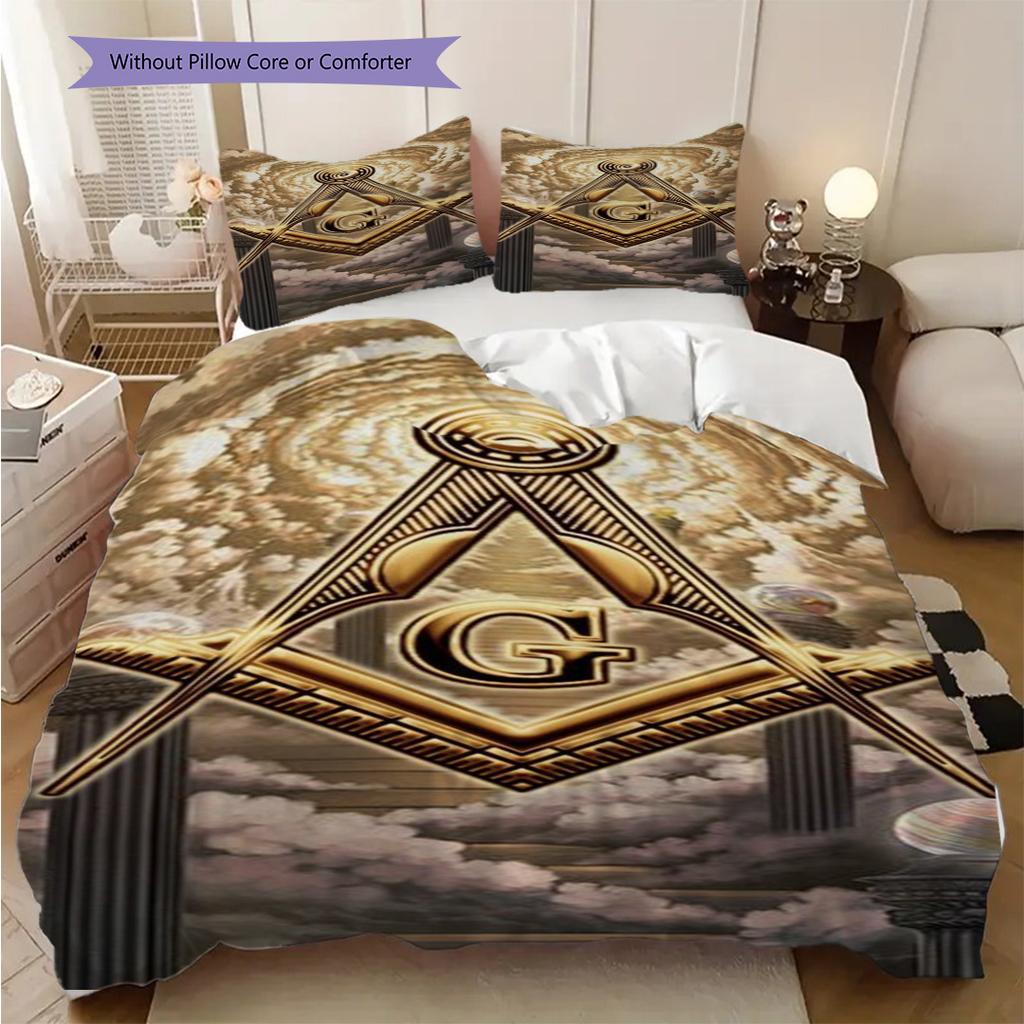 Freedom Faith Unity Bedding (1 * Duvet Cover + 2 * Pillowcase, Without Core) 2D Flat Duvet Cover and Pillowcase Soft and Comfortable Bedding Set