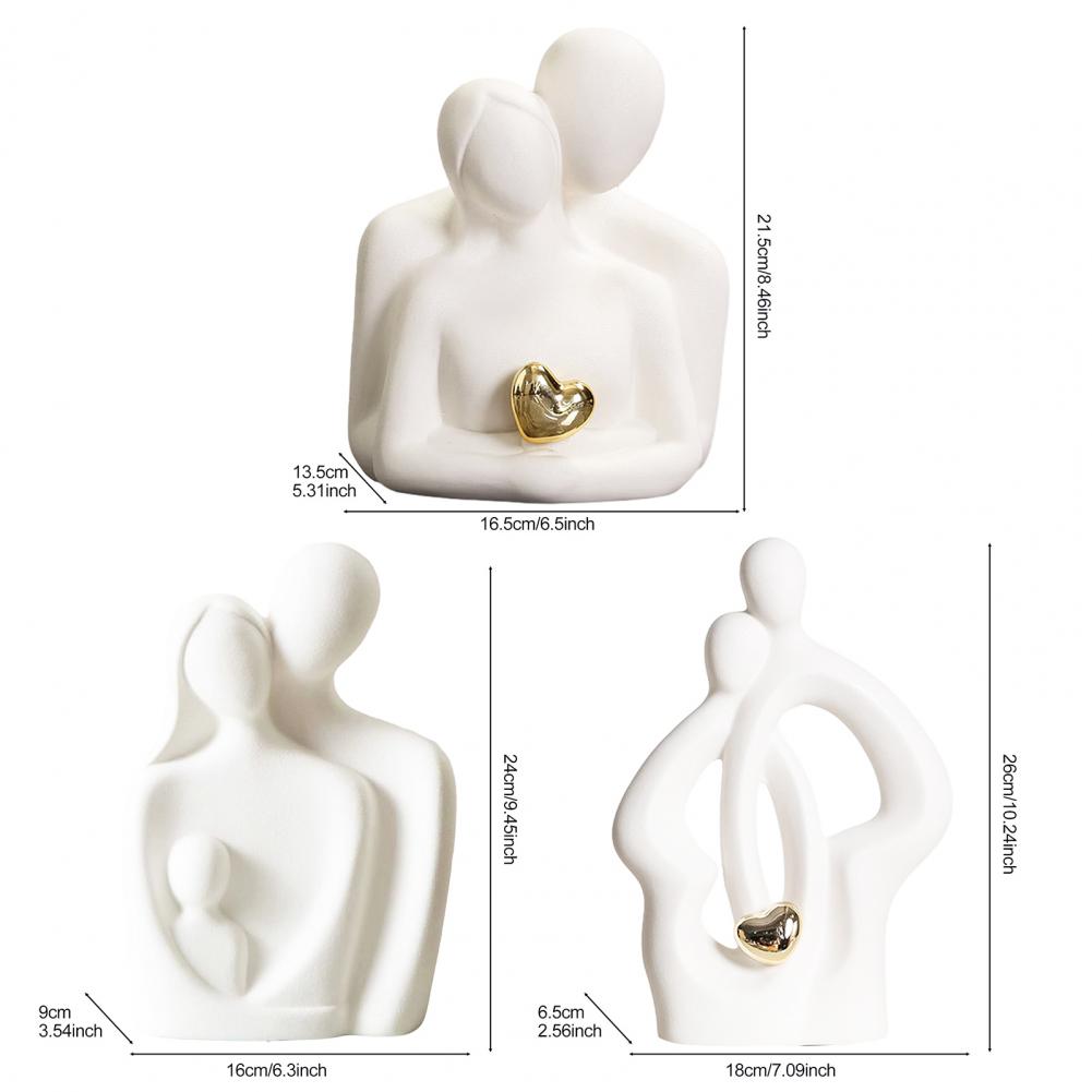 Ceramic Couple Statue Hugging Kissing Lover Figurine Decor Romantic Couple Heart Sculpture For Wedding Valentine's Day Gift