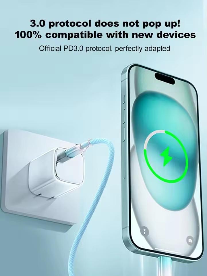 PD 27W USB C Cable For iPhone 14 13 12 11 Pro Max Xs 8 Plus iPad Wire 3A Fast Charging Cord Type C Data Cable for iPhone