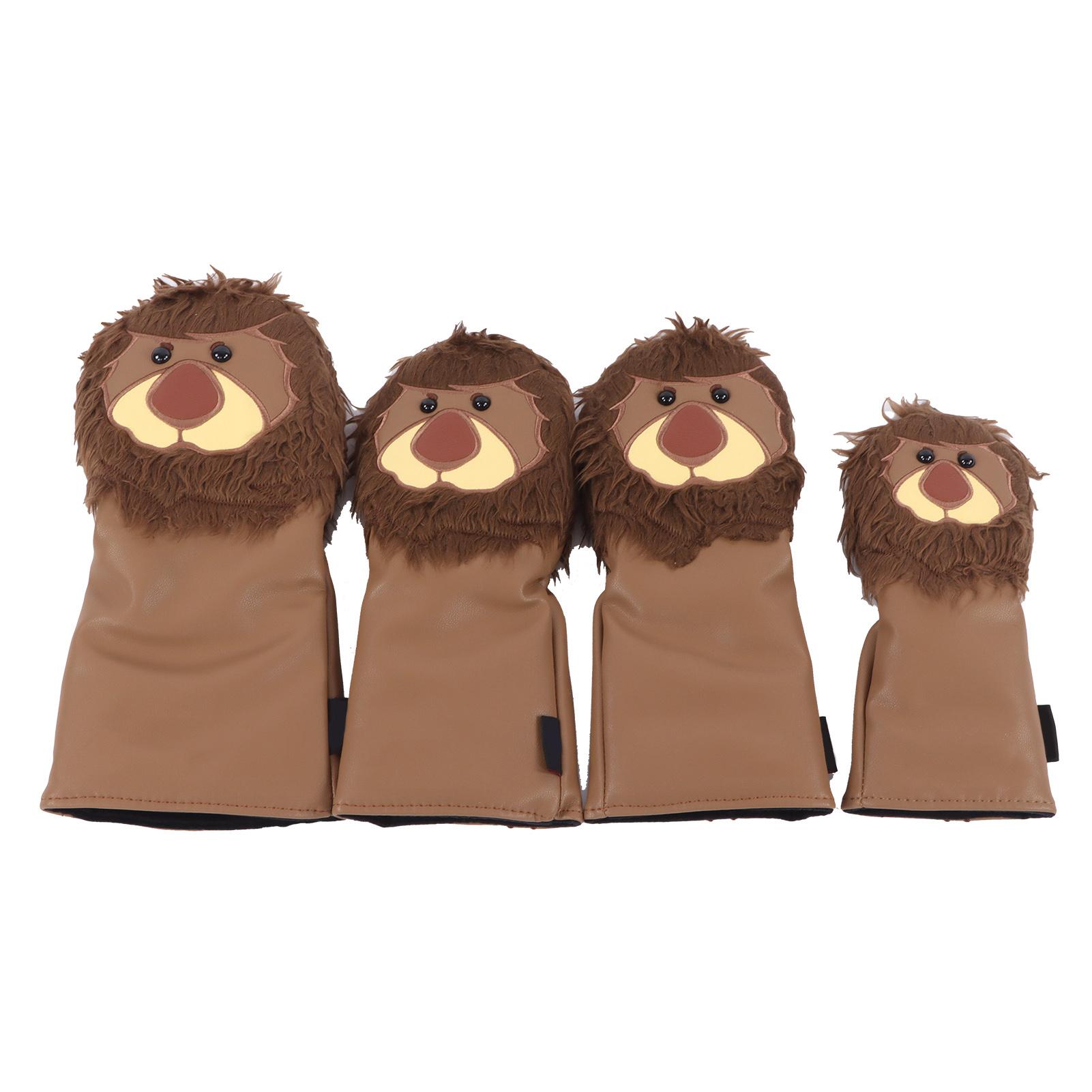 

Golf Club Head Covers Driver Fairway Wood Hybrid Covers Lovely Golf Lion Cartoon Animal