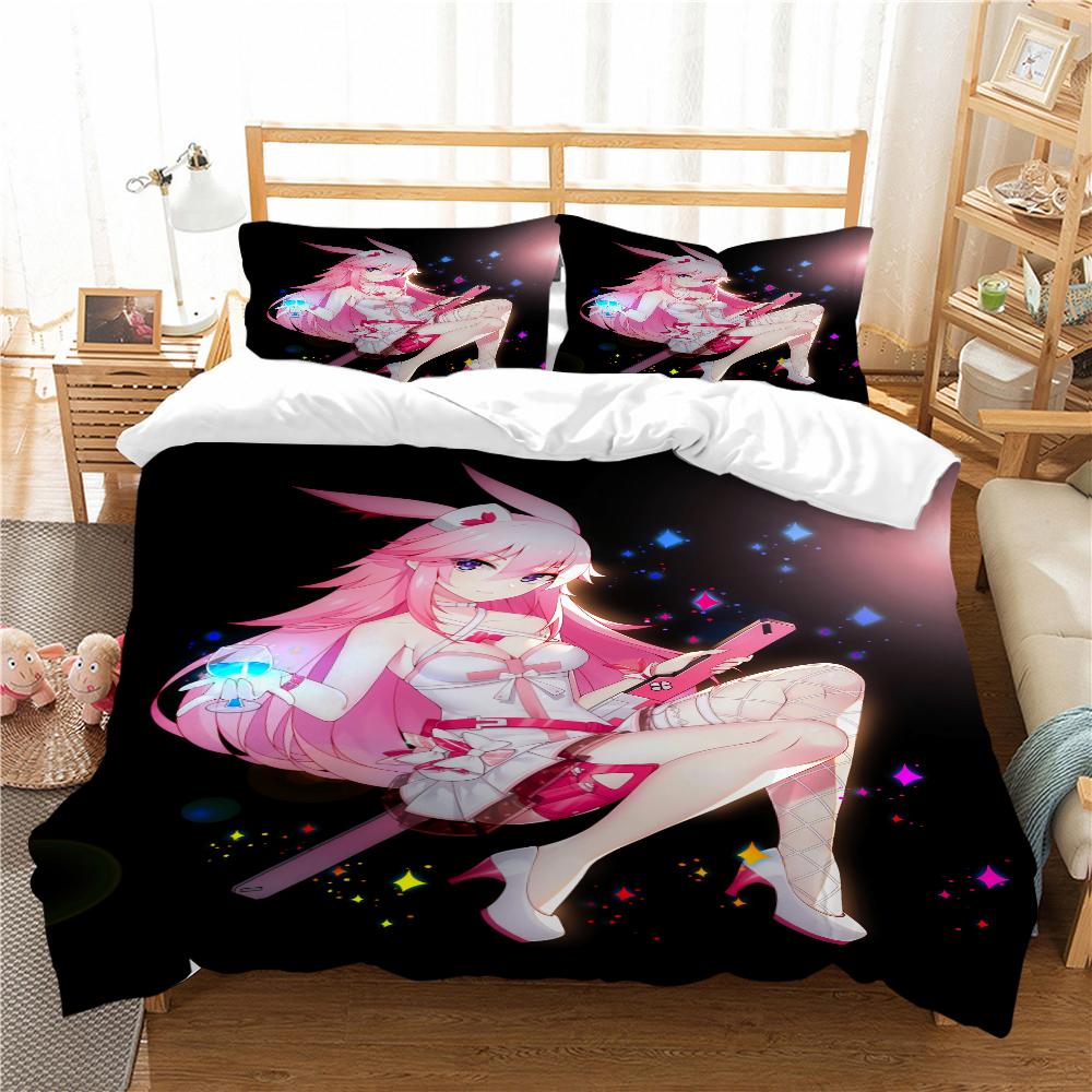 

Мультяшный G-Genshin H-Hon-kai Impact 3rd Постельный комплект Тематический Красочный Принт Полиэстер Простыня Пододеяльник Детский Подарок Домашний Текстиль US Twin(172x218cm)