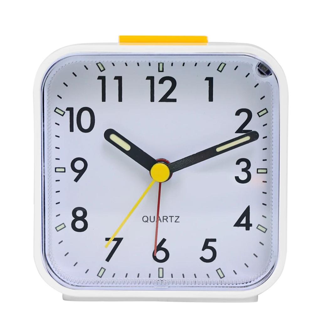 Simple Night Light Small Alarm Clock, Bedside Desktop with Snooze Function Household Creative Plastic Quartz Clock
