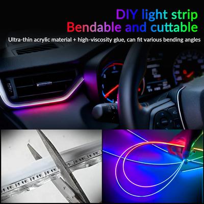 Universal Symphony Car Interior Ambient Lights Music APP Control Auto RGB Streamer Atmosphere Lamp Kit Hidden Acrylic Strip