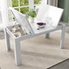 Dining Table 120*70cm, with Storage, Rectangular, Coffee Leisure Table, Modern Simple, Open Storage, Space-Saving, Multifunctional, White