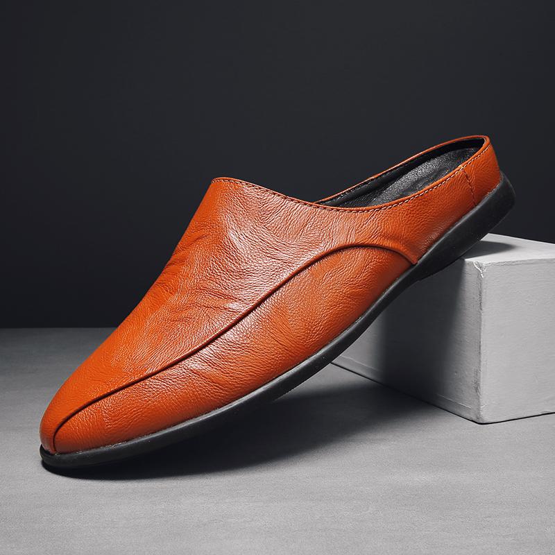 Fashion 2024 Men Leather Shoes Lightweight Man Mules Casual Shoes Male Fashion Loafers Half Slipper Masculino Mocassin Vintage Men Shoes