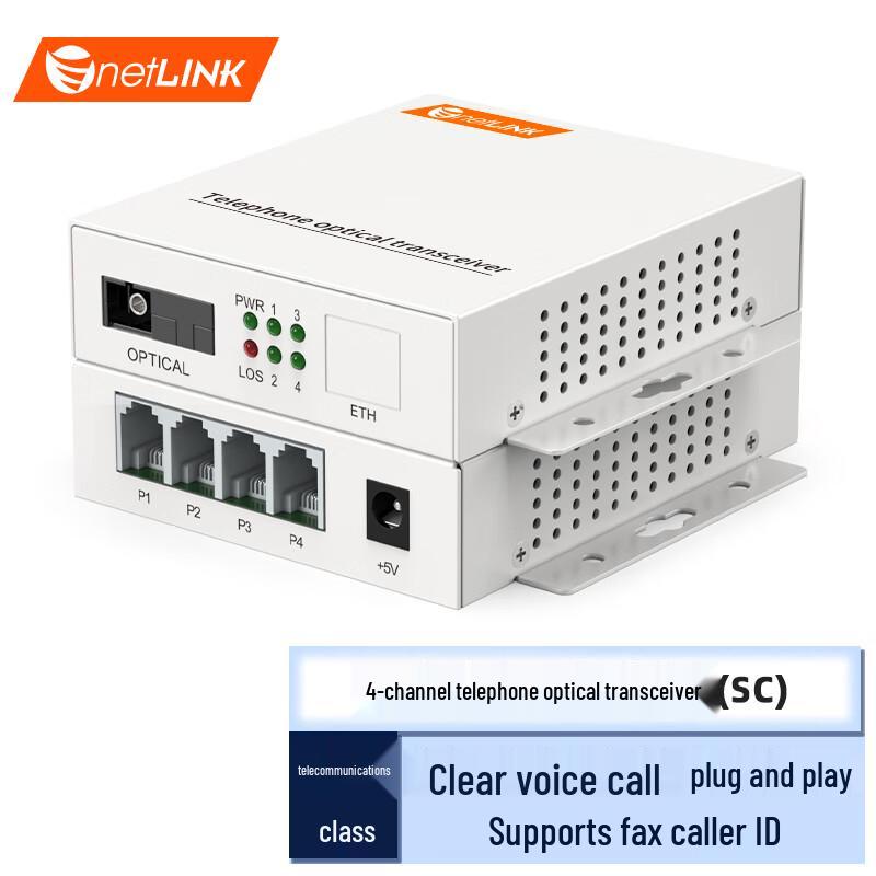 netLINK 4-Channel Telephone Fiber Optic Transceiver SC Interface