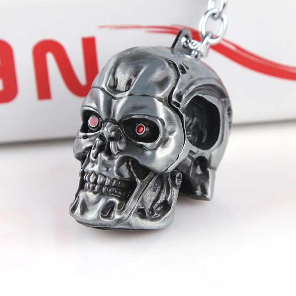 Creative Fashion Movie Merchandise Metal Skull Terminator Keychain for Men Punk Style Hip Hop Rock Key Rings Model Accessory