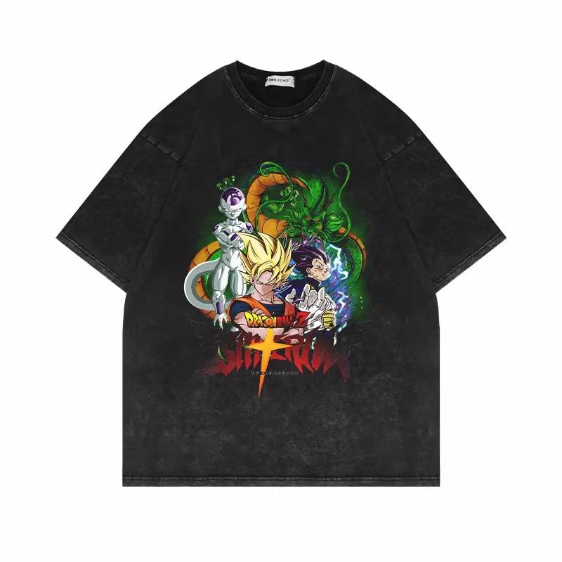 Dragon Ball Z Vegeta Super Saiyan Printed Tshirt Mens and Womens Washed Tshirt High Quality Vintage Cotton Tshirt Tops