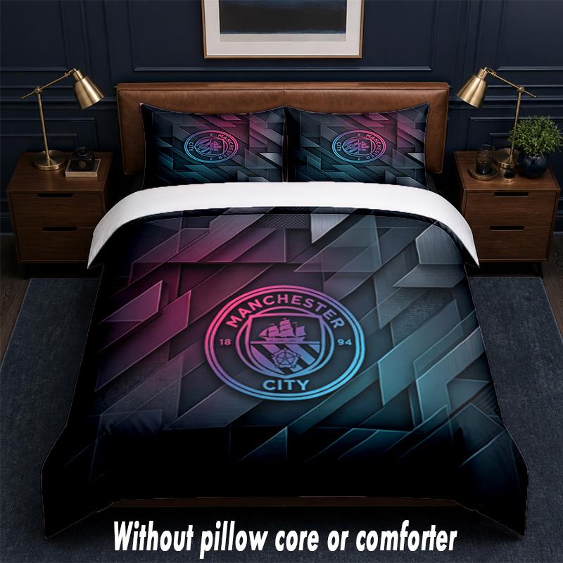Manchester City Design Bett Bettwäsche Set 1 Bettbezug + 2 Kissenbezüge Weich Atmungsaktiv Haushalt Bettwäsche