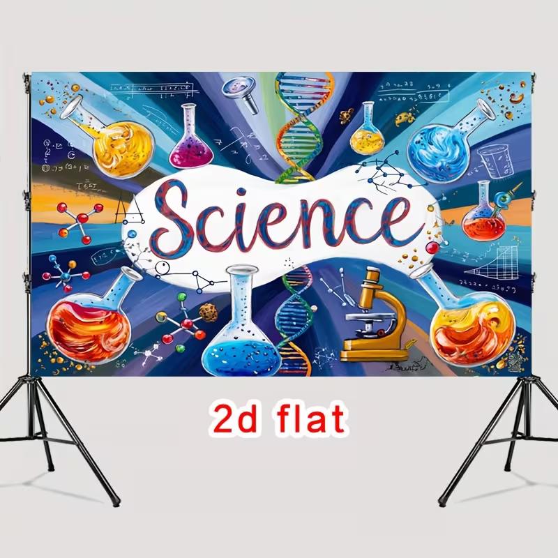 Banner de Educación STEM 2D para Aula de Ciencias con Símbolos Químicos
