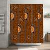 Decorative Shower Curtain Boho Print Design for Bathroom Long Size Orange Pattern with Circular Motif 180 x 245 cm