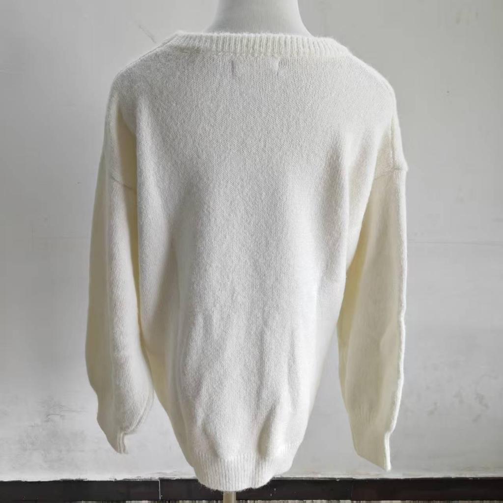 2026 Forårssang Zuer Stil Broderet Kat Mohair Uldblanding Sweater til Kvinder