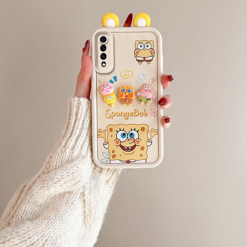 KEYSION Cute Ear 3D Cartoon Case for Samsung A50 A50S with Bracelet Soft Silicone Shockproof Phone Back Cover for Galaxy A30S