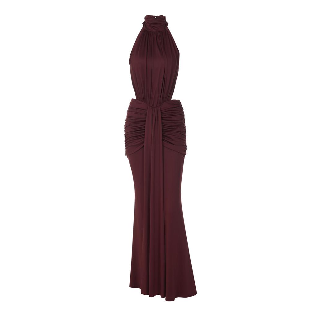 European and American new women's clothing neck pleated backless slim dress sexy temperament dress dress