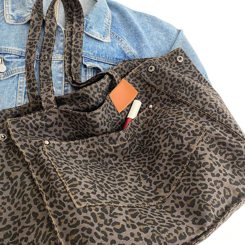 Leopard Casual Totes For Women Large Capacity Fashi Shoulder Bags Soft Cloth Big Leisure Or Travel Bags Korea Lazy breeze Bags