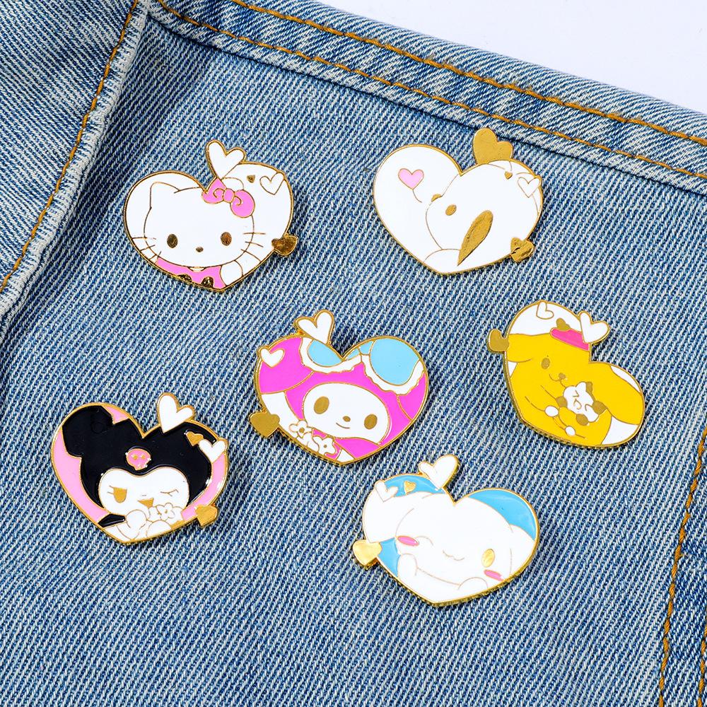 Soft Cute Sanrio Metal Badge Love Styling Kulomie Melody Jade Cinnamon Dog Alloy Brooch