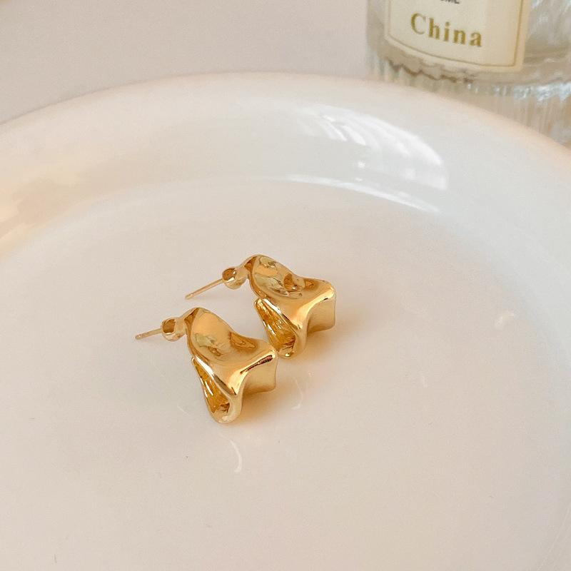 Crushed Silver Zircon Gold Circle Earrings Earrings European and American Earrings Design Sense Niche