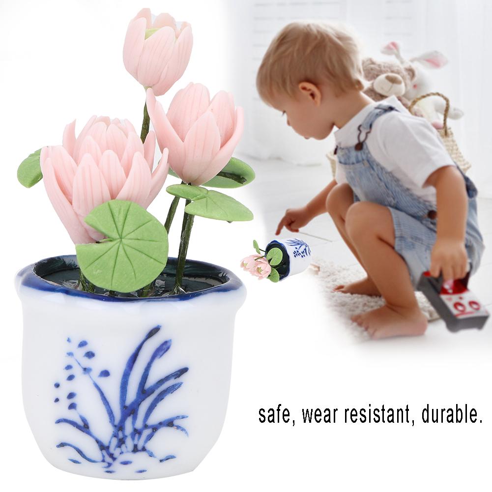 Mini 1/12 Puppenhaus Reizende Lotus Pflanze Blume Miniatur Heimdekoration Modell Zubehör