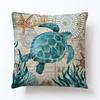 Marine Creatures Sea Horse Turtle Whale Octopus Linen Cushion Cover Pillow Cover