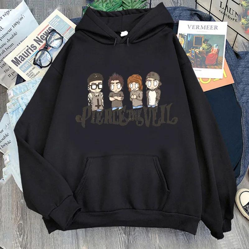 Vêtements Homme Pierce The Veil Imprimé Sweat-shirts Streetwear À Capuche Hiver Polaire Chaud Pulls Col Rond Graphique Sweat à Capuche Vêtements