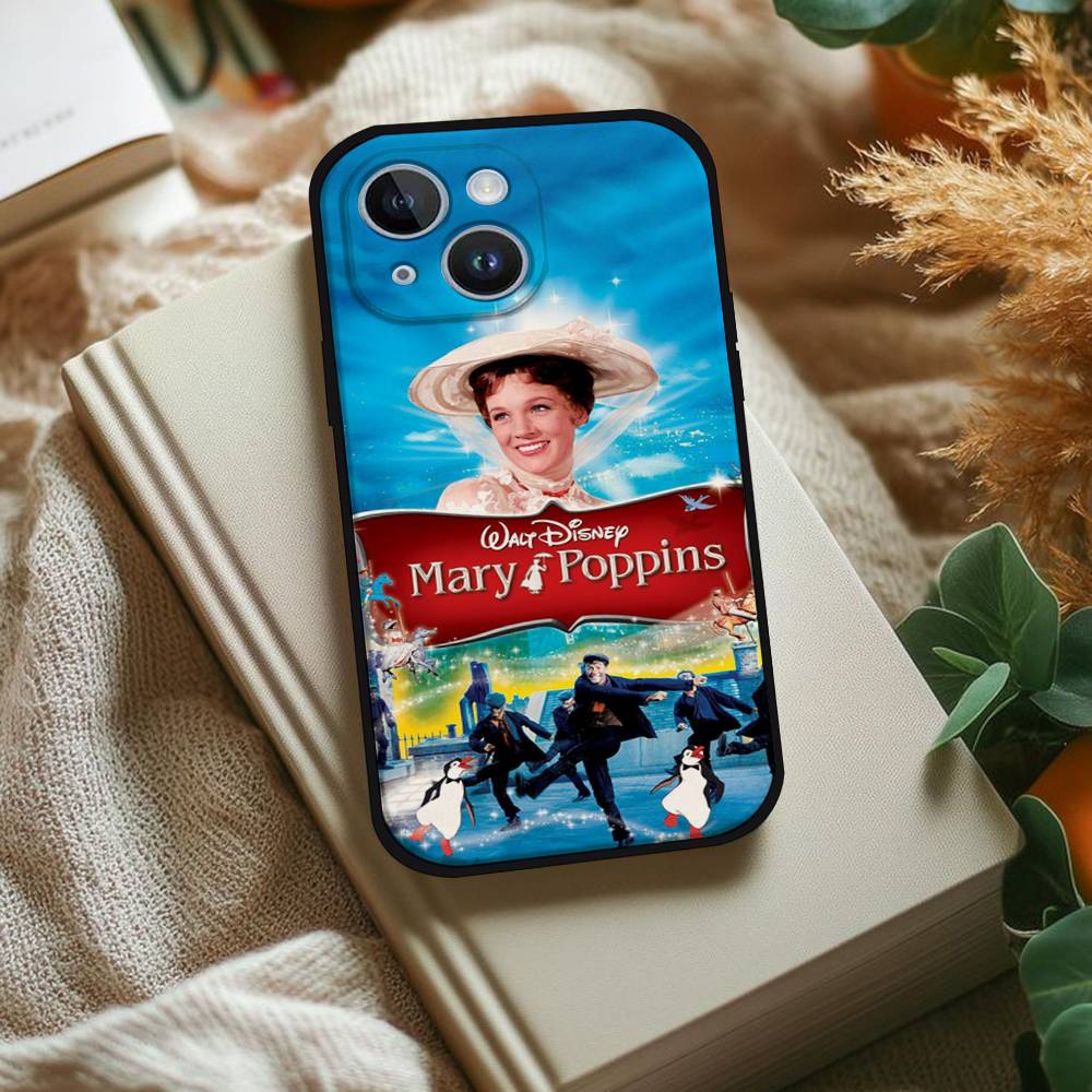 Mary P-Poppins Phone Case For IPhone 1716 15 14 13 Pro Max 11 12 Mini X Xs XR Black Silicone Cover