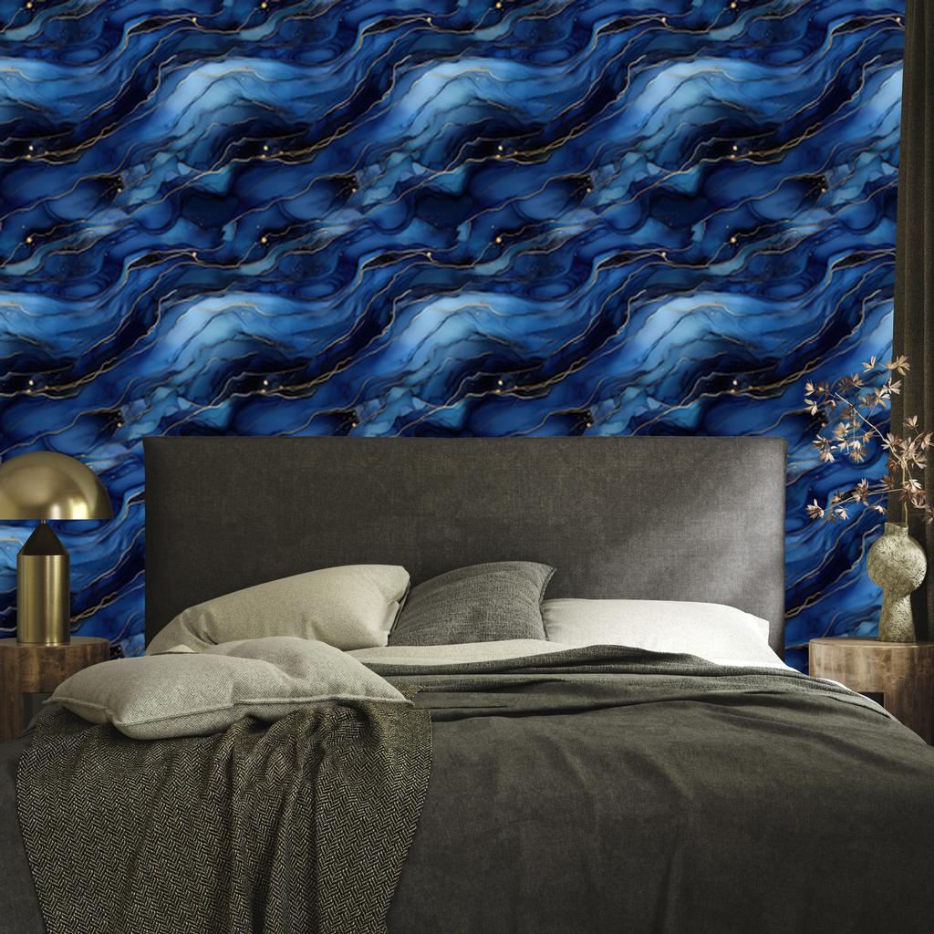 Ink Wallpaper Navy Blue, Black and Azure 50x1000