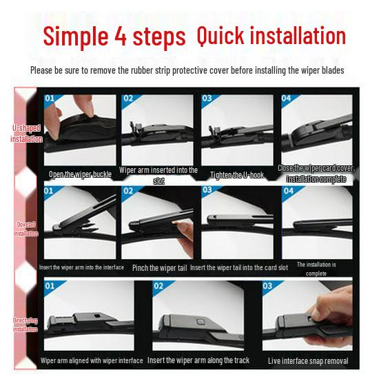 Original 2021 Bestune T33 Wiper Blade - Boneless, Silent, Double Layer Rubber Strip