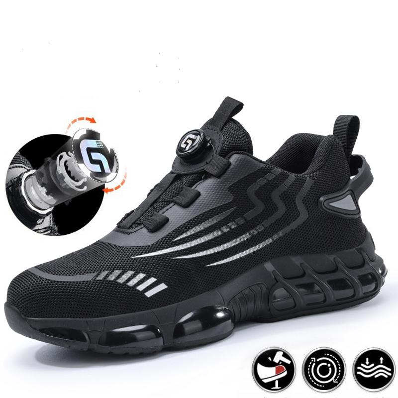 Rotating Button Men Work Safety Shoes Puncture-Proof Safety Boot For Engineers Work Sneakers Fashion Protection Shoes Men Boots
