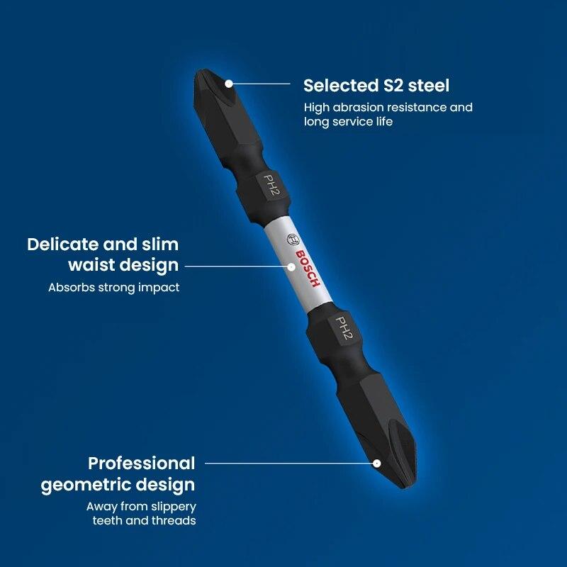 Bosch Profesionální rázové bity Tvrdé rázové šroubovací bity S2 Sada ocelových šroubovacích bitů pro elektrické nářadí Bosch GDR GDX